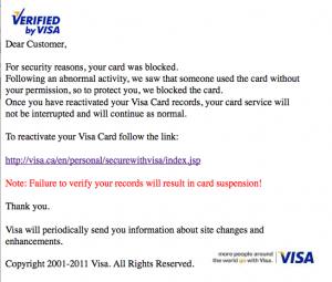 Visa Scam Screenshot